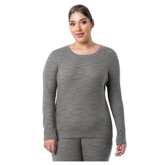 Grey Fruit of the Loom Women's Eversoft Waffle Thermal Top and Bottom Size XL - Picture 4 of 11